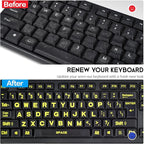 English Keyboard Stickers Full Size Universal PC Computer Laptop Desktop Replacement - QWERTY Alphabet for Full Size Keyboards - 1PCS