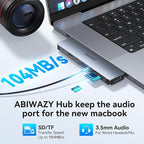 USB C Adapter HDMI Multiport Hub for MacBook Pro/Air M1-M3, 13"-16", 2018-2024: 3 USB A 3.0, SD TF Card Reader, Audio
