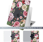 Batianda Premium Case for New MacBook Air 15 inch 2025 M4 2024 2023 with M3 M2 Chip Model A3241/A3114/A2941, Designed Protective Plastic Hardshell & Keyboard Cover & Screen Protector, Peony