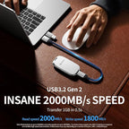 PHIXERO P20 External Portable SSD 2TB,up to 2050Mb/s,External Solid State Drives with 2 in 1 USB C Cable with LED Indicator,USB 3.2 Gen 2 Portable Hard Drive for iPhone 15/16 PRO, Mac, PC & Laptops