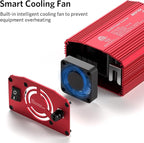 BESTEK 300W Car Power Inverter with 65W USB-C and QC3.0 Ports - 12V DC to 110V AC Converter for Vehicles with Multi-Protection - Red