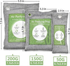 12 Pack Bamboo Air Purifying Bag, Activated Charcoal Bags Odor Absorber, Moisture Absorber, Natural Car Air Freshener, Shoe Deodorizer, Odor Eliminators For Home, Pet, Closet (6x50g, 6x150g)