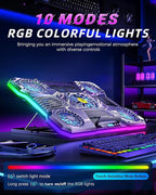 ChillCore Laptop Cooling Pad, RGB Laptop Fan Cooling Pad 9 Fans for 15.6-19.3 Inch Laptops, Gaming Laptop Cooler with 8 Height Stands, 2 USB Ports - A21 Pattern