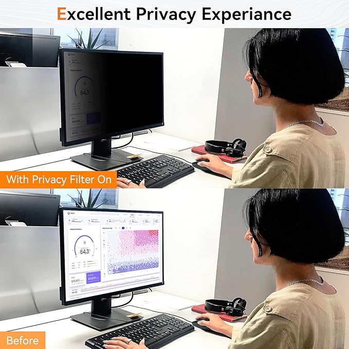 [2 Pack] 27 Inch Computer Privacy Screen for 16:9 Aspect Ratio Widescreen Monitor, Eye Protection Anti Glare Blue Light Computer Monitor Privacy Filter, Removable Anti-Scratch 27in Protector Film