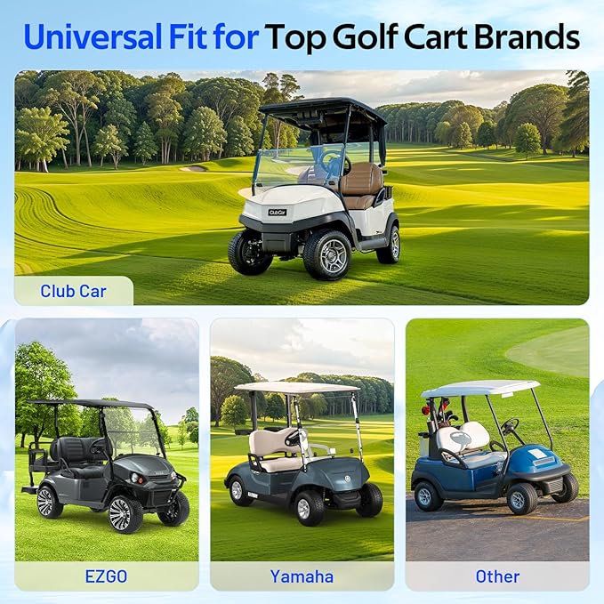 48V(51.2V) 105Ah LiFePO4 Lithium Golf Cart Battery with 48Volt 15A Charger Built-in 200A BMS & Bluetooth, Range of 70 Miles 600A Peak Current for Golf Cart Deep Cycles Batteries Kit