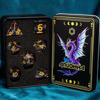 ARUOHHA Liquid Core DND Dice Set, 7pcs Resin Sharp Edged Dice RPG Purple Polyhedral D and D Dice with Gift Box, Role Playing Dice Set D20 D12 D10 D8 D6 D4