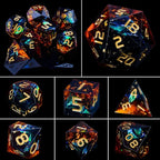 ARUOHHA DND Resin Dice Set 7Pcs Handmade Glitter Inclusions Sharp Edge Dragons Dice with Box, Role Playing Game RPG Lightning Polyhedral Dungeons D and D Dice Set