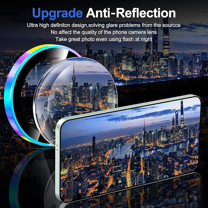 for Samsung Galaxy S25 Camera Lens Protector, Individual Metal Ring Tempered Glass Lens Cover, [Strong Adsorption] Scratch Resistant Ultra-Thin HD Clear Lens Cover, 1 Set-Colorful Ring