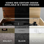 Victrola Century 6-in-1 Vinyl Record Player & Music Center – 3-Speed Turntable, CD & Cassette Player, VINYLSTREAM, Bluetooth & 3.5mm Aux, Record Player with Speakers, Mid Century Design (Black)