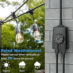 G-ELEK Outdoor Timer Outlet Waterproof, 24 Hour Outdoor Light Timer, Timers for Electrical Outlets, Ideal for Pool Pump, Christmas Lights, Heavy Duty, Grounded Outlets (Dusk to Dawn Sensor, 2 Pack)