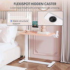 FLEXISPOT H7 Adjustable Overbed Bedside Table with Wheels Pneumatic Mobile Standing Desk Laptop Desk Rolling Computer Cart Movable Overbed Table Hospital Home Use(31.5" W x 17.7" D, Pink)