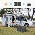 BLUERISE Solar Generator 320Wh Portable LiFePO4 Power Station with Foldable Solar Panels 60W with 2 AC Outlet 110V/300W Solar Mobile Battery Packup for Camping Hunting Home Emergency