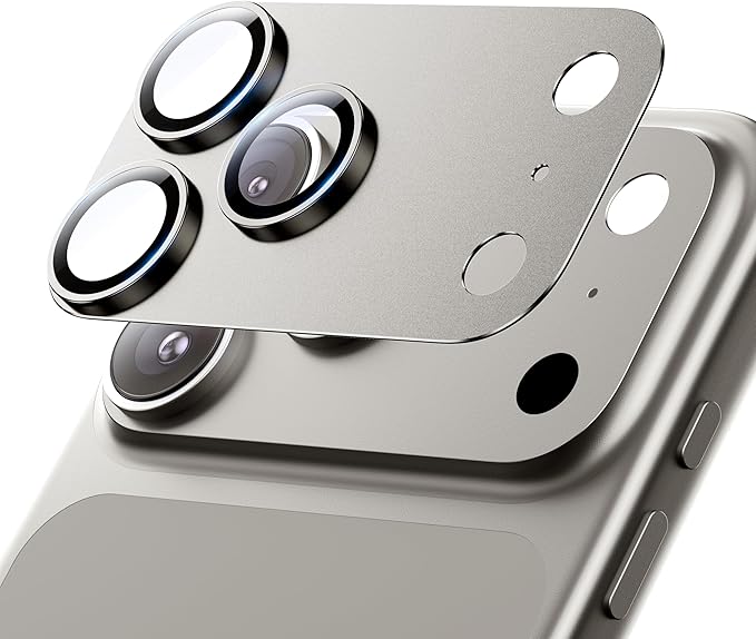 Hoerrye for iPhone 17 Pro Max Camera Lens Protector - [12FT Shatterproof Military Grade] [Strong Adsorption] Metal 9H+ Tempered Glass Camera Screen Full Protective Cover Case Friendly,Gray