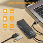 iDsonix USB 3.0 Hub USB C Splitter 5Gbps Data Transfer Ultra-Slim Extender for Desktop, Laptop, Xbox, Flash Drive, HDD, Console, Printer, PC, Keyboards, Mouse [Charging Not Supported] (0.5ft Cable)