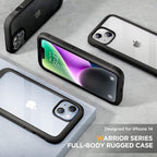 Miracase Designed for iPhone 14 Case 6.1 inch, [Built-in Tempered Glass Screen Protector] [Bubble Free] Full-Body Protective Bumper Phone Case with Camera Lens Protector, Black