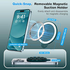 Magnetic Suction Cup Phone Mount for MagSafe Case, Silicone Hands-Free Phone Grip Holder for iPhone and Android, Mirror Shower Phone Stand for Makeup FaceTime Gym Kitchen Bathroom, Dark Green