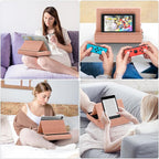 KDD Tablet Pillow Stand, Multi-Angle Viewing Ipad Holder for Lap, Bed and Desk, Foldable Soft Pad Dock with Stylus Mount Compatible with Ipad Pro 12.9, 10.5, 11, Air, Mini, Phones, Books, E-Reader