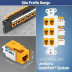 Everest 45° Angled RJ45 Cat6A Keystone Jacks 10-Pack in Yellow - Slim Profile Female RJ45 Connectors - Cat 6A Keystone Jack - Compatible with 45° Angled Speed Termination Tool - 45Term (B0BL3GS7ZY)