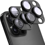 2 Pack Camera Lens Protector for iPhone 15 Pro/iPhone 15 Pro Max,[Not Easy to Breakn ] AR Tempered Glass Strong Adsorption Metal Camera Cover Screen-Black