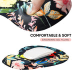 JIKIOU Mouse Pad, 2 Pack Ergonomic Mouse Pads with Comfortable Gel Wrist Rest Support and Smooth Cloth, Non-Slip PU Base for Easy Typing Pain Relief Durable and Easy to Clean Small Black Flowers