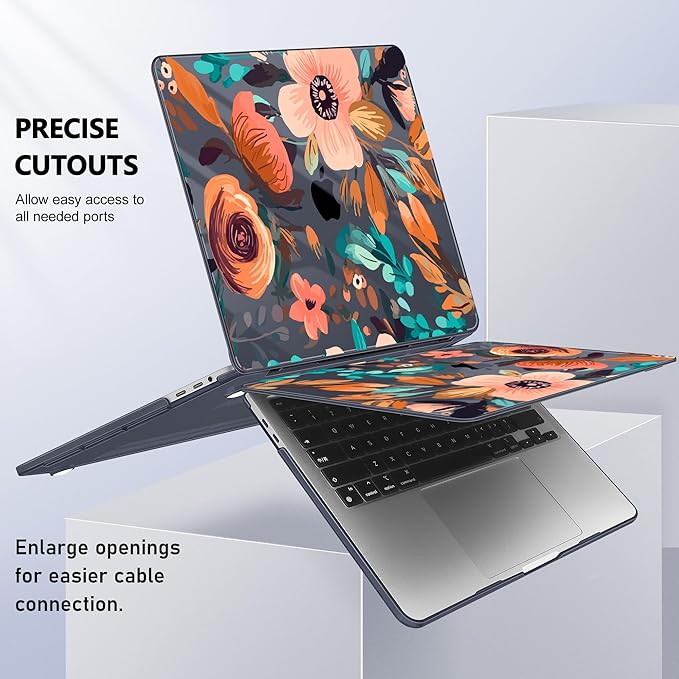 for MacBook Pro 16 inch Case 2019 2020 Release Model A2141, Plastic Hard Shell Cover with Keyboard Cover for MacBook Pro 16 inch with Touch Bar & Touch ID, Florals Pattern