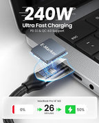 Silkland USB 4 Cable 6.6FT/2M for Thunderbolt 4, 40Gbps Data Transfer, 8K/5K@60Hz, 4K@240Hz, 240W Charging, Braided USB C Video Cable Compatible with MacBook, Portable Monitor, SSD, Docking, iPad