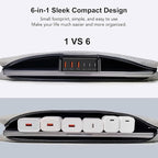 USB C Fast Charger, 100W GaN 6 Port Type USB C Charging Station Hub Block Cube, Wall Charger Power Strip Adapter Plug for iPad iPhone 16 15 14 13 12 Pro Max Pixel Note Galaxy, 5ft Cord