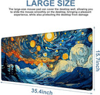 Large Mouse Pad Starry Sky Gaming Desk Pad Computer Keyboard Non-Slip Waterproof Mouse Mat with Rubber Base and Stitched Edges Entertainment Office Writing Desk Mat 35.4 x 15.7 Inches