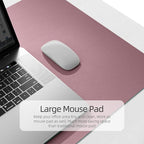 YSAGi Desk Mat, 35.4" x 17" Waterproof Laptop Leather Pad Protector, Large Blotter for Keyboard and Mouse, Writing Pad for Office and Home (Dark Pink+Pink)