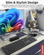 Lenovo 305 Wired USB-C Keyboard with Numeric Keypad, Full Size Keyboard, Slim Design, Black, USB-C Connectivity, Dedicated Function & AI Keys, for Gaming PC, Laptop, Desktop, Tablet, Home Office