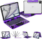 iPad Keyboard Case for 2024 M4 iPad Pro 13 inch, Magic Wireless Keyboard with Trackpad 7 Color Backlit, 360° Rotating Stand Transparent Protective Cover with Pencil Holder (Purple)