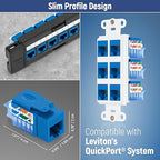 Everest 45° Angled RJ45 Cat5e Keystone Jacks 10-Pack in Blue - Slim Profile Female RJ45 Connectors - Cat 5e Keystone Jack - Compatible with 45° Angled Speed Termination Tool - 45Term (B0BL3GS7ZY)