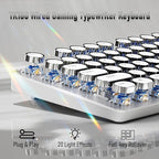 EWEADN TK100 Typewriter Style Wired Mechanical Keyboard, 104 Keys Aesthetic Typewriter Keyboard with White Backlit, Anti-Ghosting, Blue Switch Wired Cute Keyboards-White