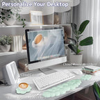 Cloud Wrist Rest Keyboard, Cloud Keyboard Wrist Pad Set with PU Leather Memory Foam, Cute Arm Rest for Palm Support, PC/Gaming Desk Accessories/Office Setup/Computer Hand Cushion - Light Green