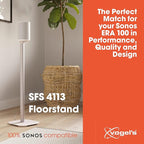 Vogel's SFS 4113 Speaker Floor Stand for Sonos ERA 100, Cable Inlay System, Height: 32,3 inch (82 cm), Exceptionally Stable, White, 1 Floor Stand