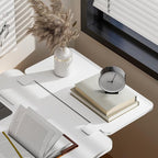 Desk Extender Tray, 24" x 12" Clamp On Shelf, Desk Extension with Laptop Holder, Table Arm Rest, Clamp On Keyboard Tray for Office and Home, Workstation Organizer, Medium, White