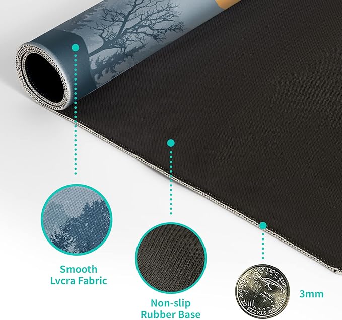 Mountain Gaming Mouse Pad 31.5x11.8 Inch Forest Large Mousepad Extended Grey Mousepad Gaming Non-Slip Rubber Base Stitched Edges Keyboard Mouse Mat Desk Pad for Office Home and Game