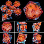 ARUOHHA Liquid Core DND Dice Set, 7pcs Resin Sharp Edged Dragons Dice Role Playing Games, RPG Orange Dungeons Polyhedral Dice with Gift Box D20 D12 D10 D8 D6 D4