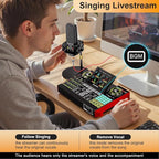 Podcast Equipment Bundle with 3.5mm Microphone and Live Sound Card, Audio Interface Mixer Sound board, Podcast Microphone Bundle for PC/Phone, Gaming, Recording, Streaming, Singing, Voice Changer