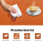 Desk Mat with Lip & Reinforced Stitched Edge|Non-Slip Waterproof PU Leather Desk Pad|Ergonomic Keyboard Mouse Pad with Edge Protector|for Office, Home, Study(23.6" x 16.5",Brown)