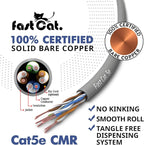 fast Cat. Cat5e Ethernet Cable 1000ft - 24 AWG, CMR, Insulated Bare Copper Wire Cat 5 ethernet Cable with FastReel - 350MHZ / Gigabit Speed UTP Cable Cat5e - CMR (Red)