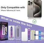 2 Pack Matte Screen Protector for iPhone 15 Pro Max, 9H Tempered Glass, Full Coverage, Anti-Fingerprint, Auto Dust-Elimination, No Bubble, Easy Installation