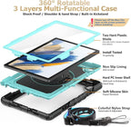 SEYMAC stock Case for Samsung Galaxy Tab A8 10.5'', Full-Body Drop Protection Case with Screen Protector Pencil Holder [360° Rotating Hand Strap] &Stand, SkyBlue+Black