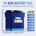 TYKOOL YTX14AH-BS High Performance LiFePO4 Lithium ATV Battery,12V 8Ah,480CCA,5X Longer Life,Digital Readout,Fits for Polaris Sportsman 500 ATV,UTV,Motorcycle, Snow mobile,Polarity:[+ -]