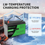 12V 100Ah LiFePO4 Lithium Battery, Built-in Smart BMS, Low Temperature Protection Group Deep Cycle Battery for Trolling Motor, RV, Solar, Marine, Camping and Off Grid Applications