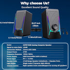 ROSON Computer Speakers, Gaming PC Speakers with Enhanced Bass and Volume Control, Stereo 2.0 USB Powered 3.5mm Aux Multimedia Speakers for Laptop/Desktop/Tablets/Phone