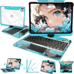 Intermerge for iPad 9th 10.2 inch Keyboard Case, 360° Transparent Multi-Touch Trackpad, 7-Color Backlit Keyboard, Pencil Holder, Type-C, Power Indicator for 9th/ 8th/ 7th - Nebula Core X