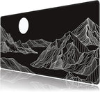 Black and White Mountain Large Mouse Pad,Gaming Keyboard Desk Pad,Extended Mouse Mat Non-Slip Rubber Base with Stitched Edges for Office Game Home XXL 35.4"x15.7"