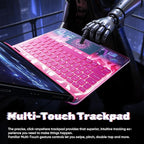 KITONE Transparent Case with Wireless Keyboard for iPad Air 13-in.(M3/M2, 2025/2024), 7 Colors Backlight, Trackpad, 360°Rotating Stand for iPad Pro 12.9-in (6/5/4/3 Gen), Tech Style