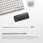 Timetec 512GB Portable External SSD USB3.2 Gen2 Type C Up to 550MB/s Ultra-Light Aluminum Mini External Solid State Drive with USB C to A Cable/USB A to C adapter for Desktops/Laptop/Mac/Mobile- Black